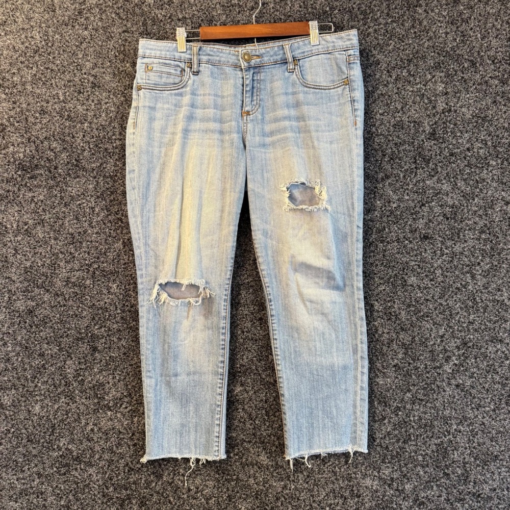 KUT from the Kloth Catherine‎ Slim Boyfriend Jeans Distressed Light Wash Size 8